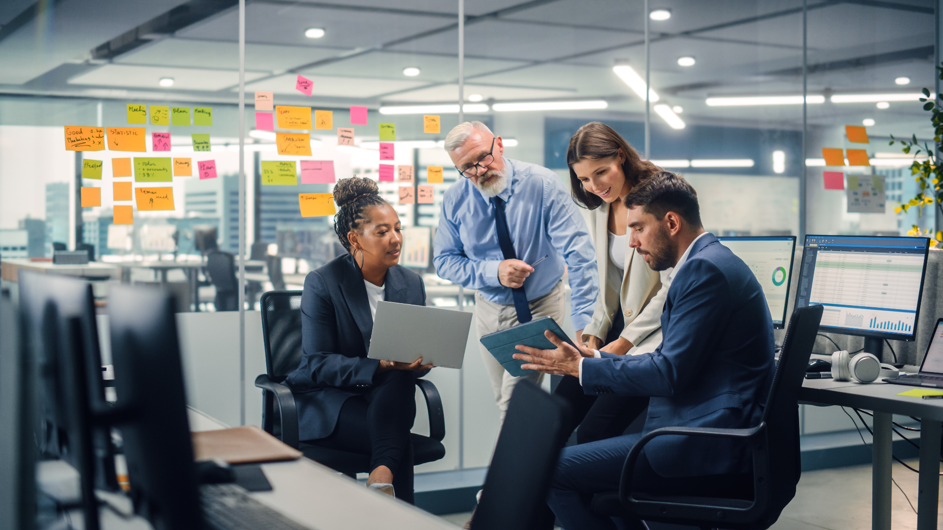 Leadership team planning employee communication during a workplace restructure