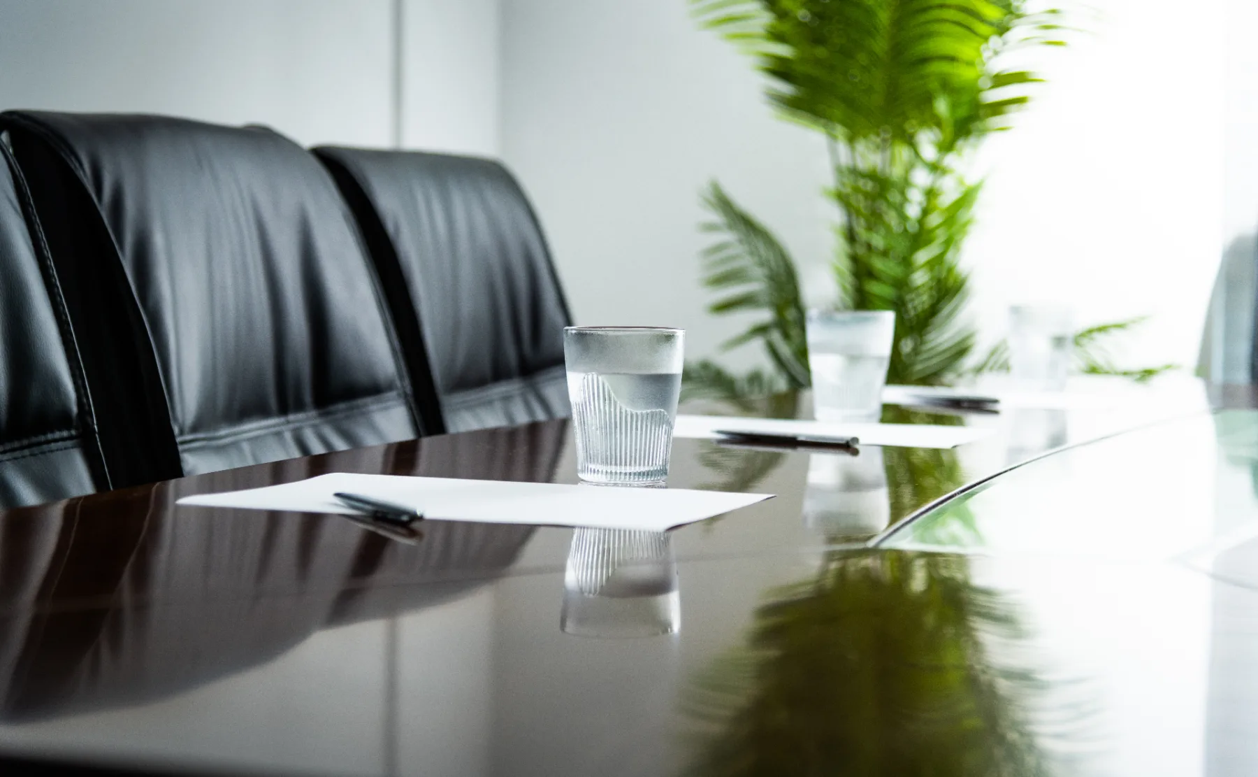 Neutral meeting room set up for a confidential workplace investigation